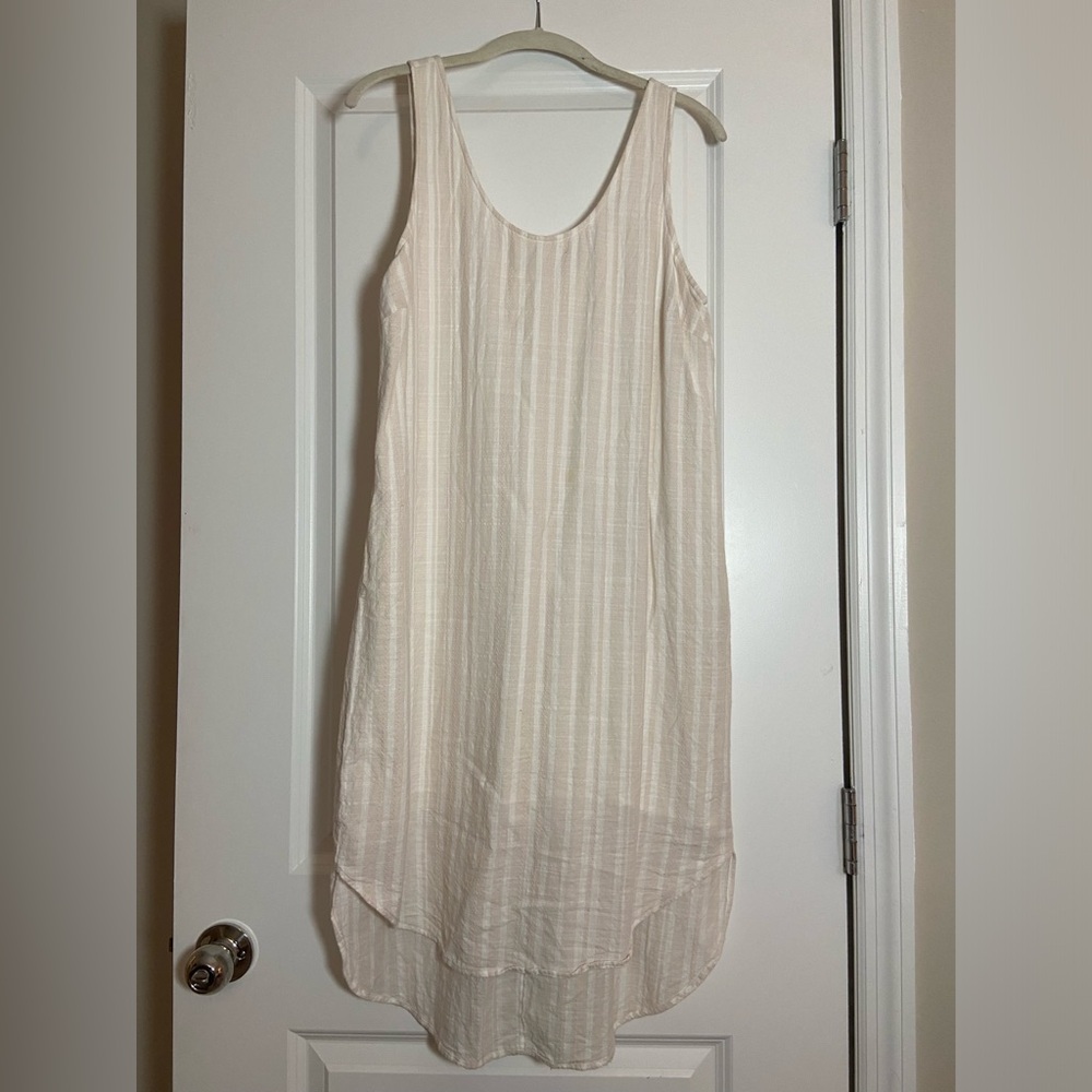 Anthropologie pink and white midi sundress